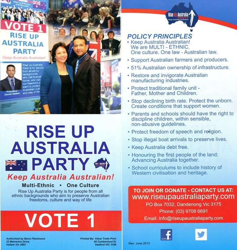 Rise Up Australia Party Brochure